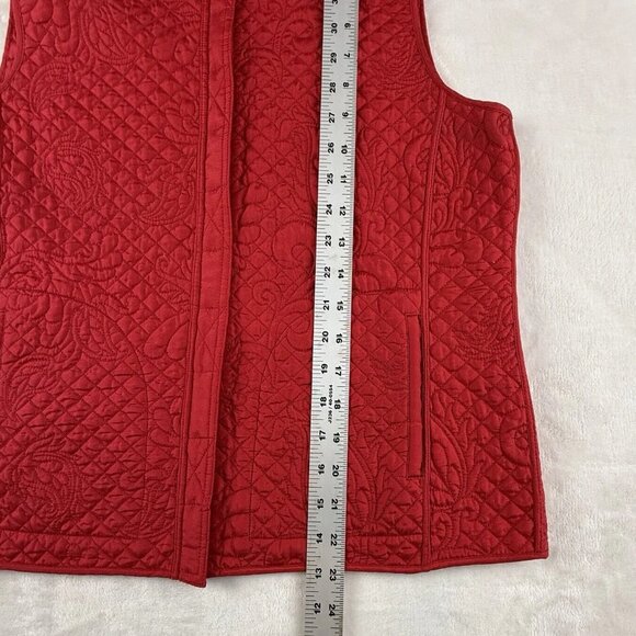 Orvis Red Silk Quilted Vest Womens S Floral Paisley Insulated Classic Core - Picture 8 of 9